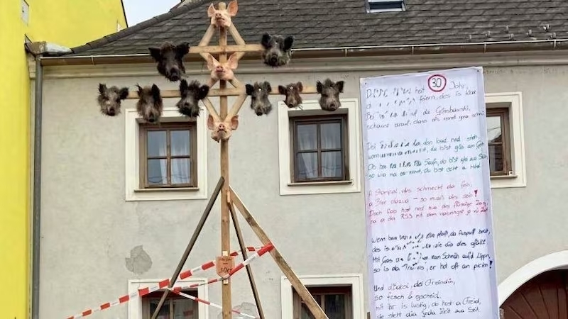 Sauschädel vor dem Haus