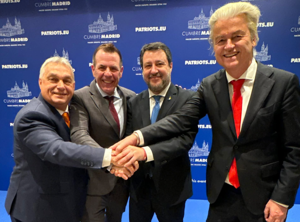 Die Patrioten: Viktor Orban, Harald Vilimsky, Matteo Salvini und Geert Wilders