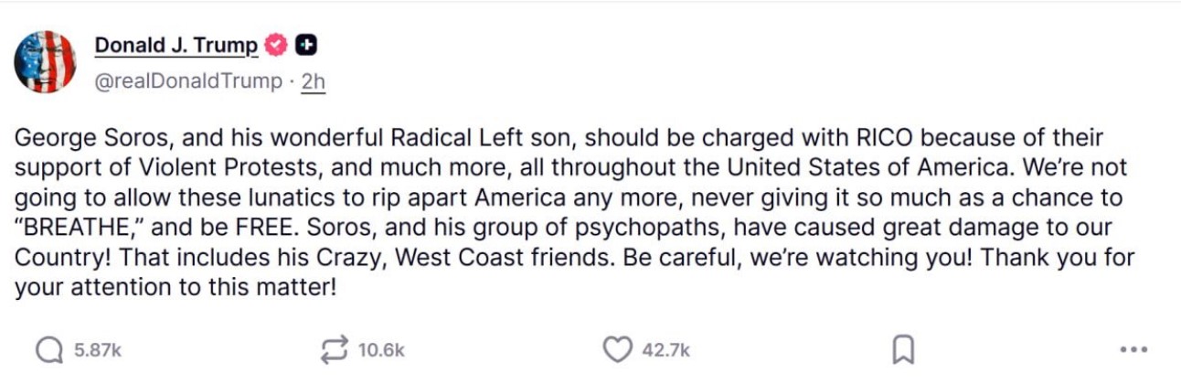 Posting von Donald Trump