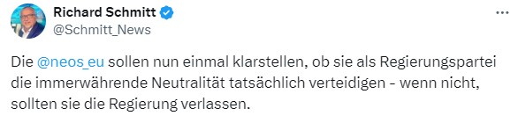 Richard Schmitt postete auf X dazu