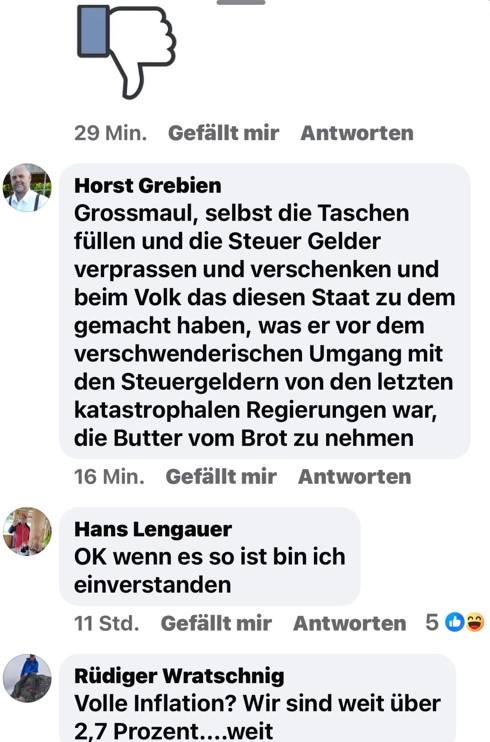 Reaktionen auf Facebook