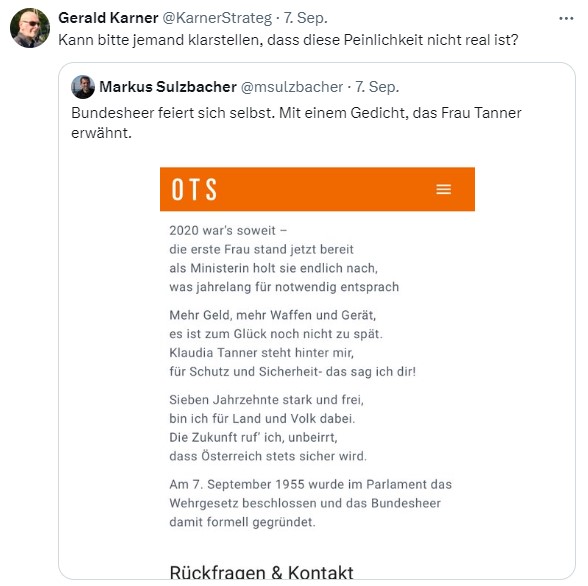 Gerlad Karner Post auf X